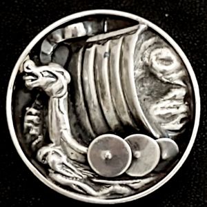 Vintage High Relief Danish Sterling Silver Viking Brooch/Pendant